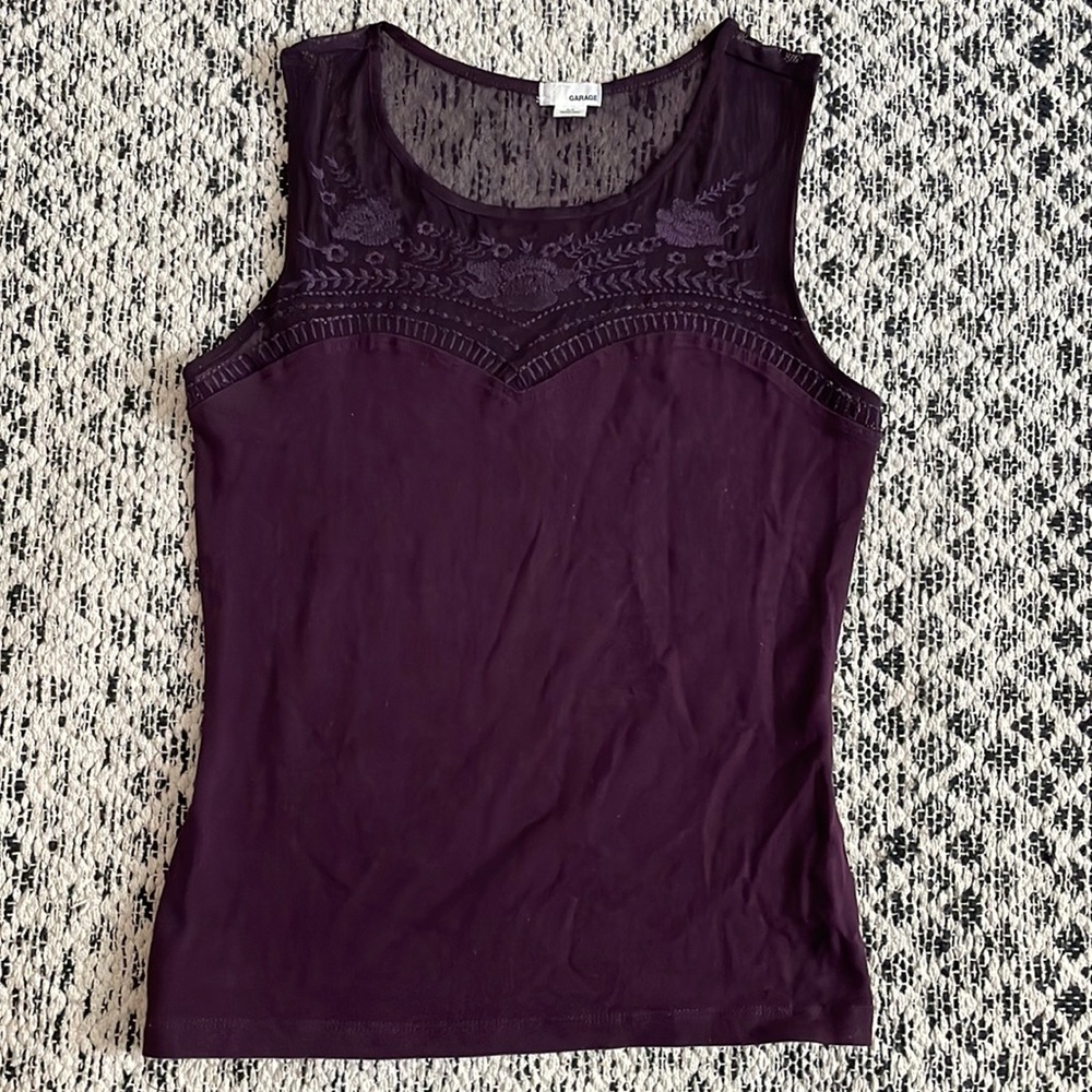 Garage Sweetheart Tank Top with Lace Detail